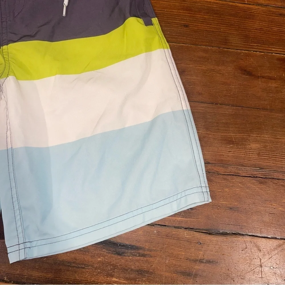 Dip Blue and Green Board Shorts with Color Block Design